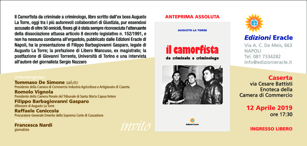Sarà presentato domani a Caserta il libro Il Camorfista